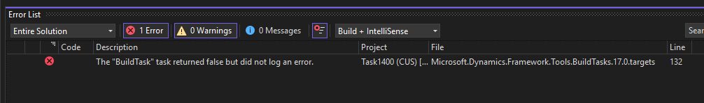 BuildTask Error in Visual Studio