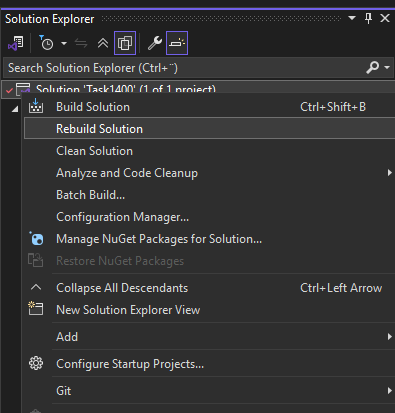 Rebuild Solution in Visual Studio